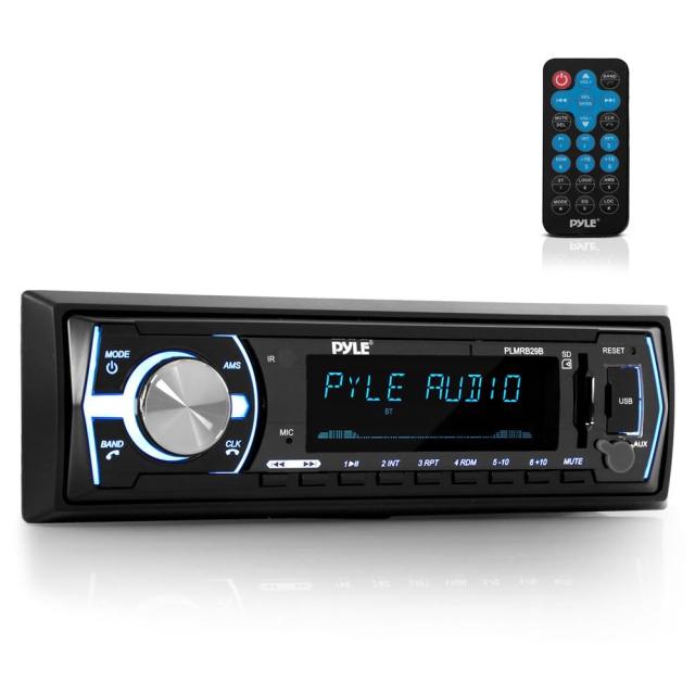 Pyle Marine Bluetoothステレオラジオ - 12V シングルDINスタイルボートインダッシュラジオ受信機システム 内蔵マイク デジタの通販は