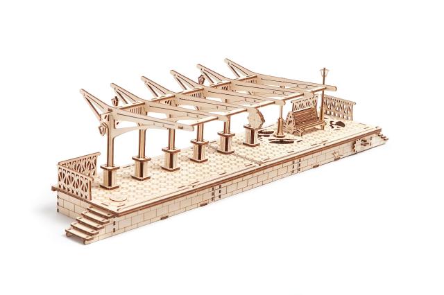 Ugears ユーギアーズ Railway platform プラットフォーム；70013 木のおもちゃ 3D立体 パズル
