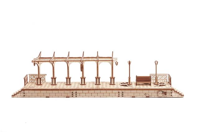 Ugears ユーギアーズ Railway platform プラットフォーム；70013 木のおもちゃ 3D立体 パズル_1