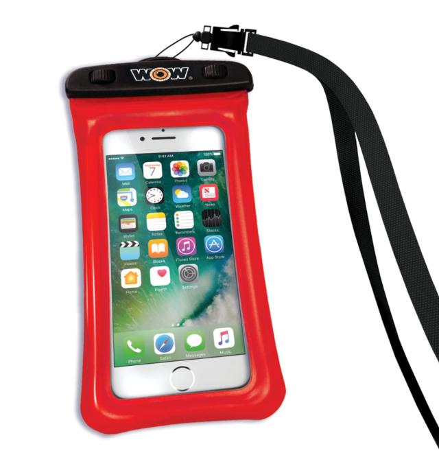 WOW Sports H2O フローティング防水電話ホルダー ストラップ付き 防雪 防塵 砂防止電話ホルダー レッド 4X8インチ