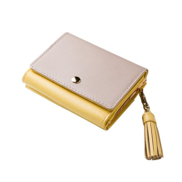 [キオッチョラ] 三つ折り財布 がま口 コンパクトウォレット タッセル付き 本革 財布 レディース (イエロー/グレージュ)の通販は