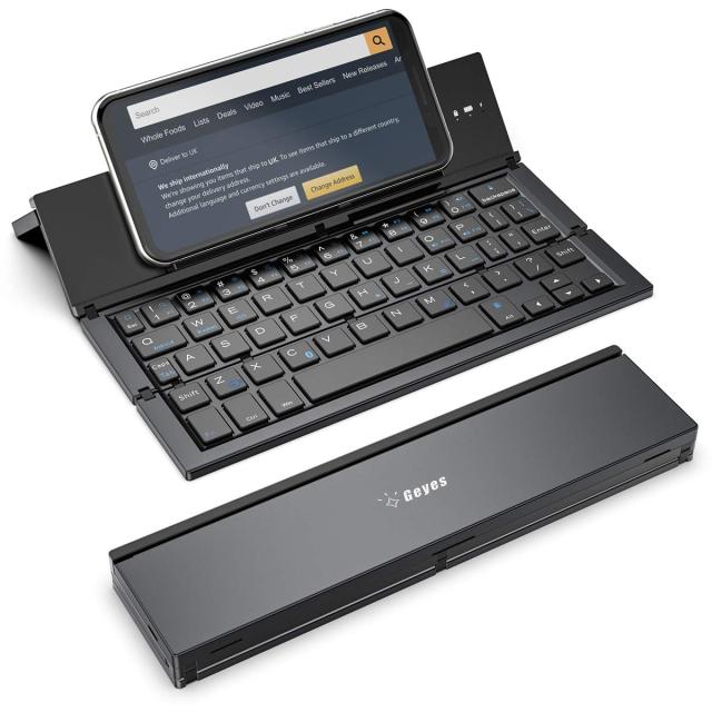 Geyes Bluetoothキーボード 折りたたみ式 ポータブル折りたたみ式ワイヤレスキーボード ポータブルポケットサイズ アルミニウム合金ハウジン