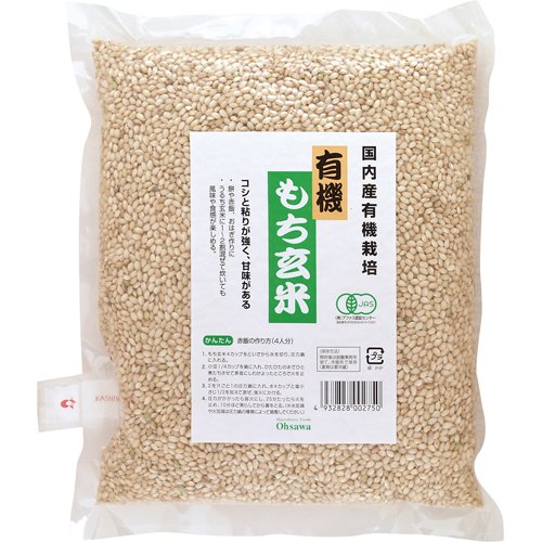 オーサワ 国内産 有機もち玄米 1kg×4個　　　　　　　　　　　JAN:4932828030678