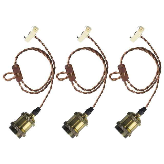 億兆堂 ペンダントライト ゴールドソケット 100cmコード コード長さ調整可能 LED対応 E26口金 天井照明 吊り下げライト 真鍮メッキ アンテの通販は 5,341円