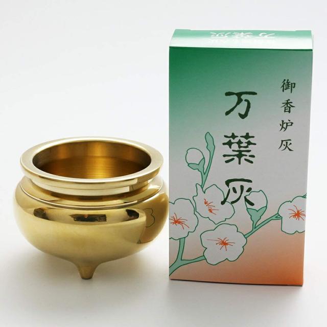 京仏壇はやし 仏具 香炉 磨き 万葉灰セット 3.5寸 【仏具拭きミニクロスセット】の通販は 7,952円
