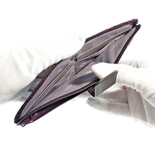 印傳屋] 印伝 長財布 束入L 薄い 鹿革 紫地×黒漆 ローズ小柄 2107-06