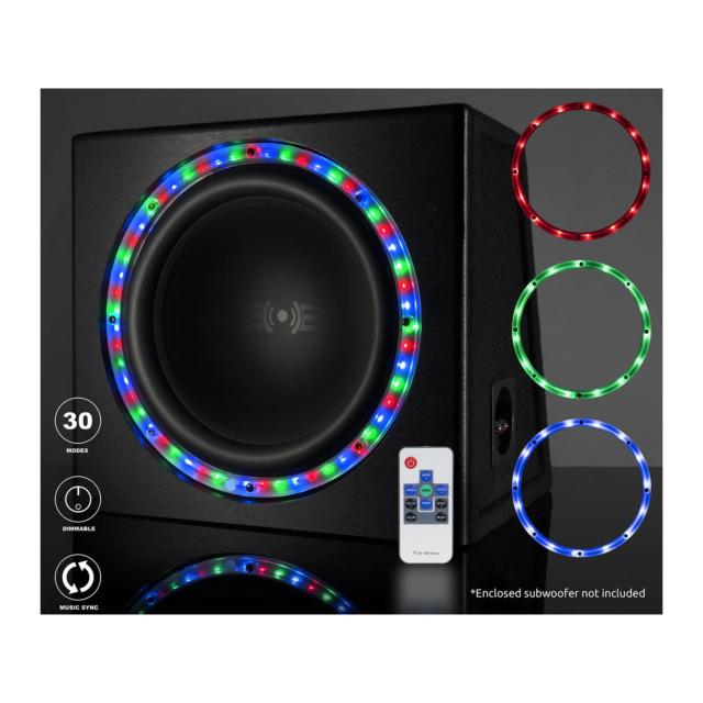 BELVA ユニバーサル 12インチ RGB LED サブウーファーライトリング リモコン付き