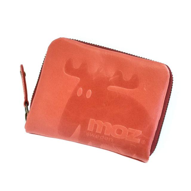 [モズ] moz 折り財布 レディース 本革 大容量 二つ折り ラウンドファスナー 小銭入れ 【NO.86000】 (レッド)