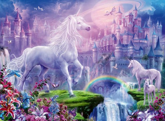 Ravensburger お子さんの目的の12907一角獣界100枚グリッタージグソーパズル - 全ての細工物は特殊で、細工物は完膚無き迄にに同一性にフィッ