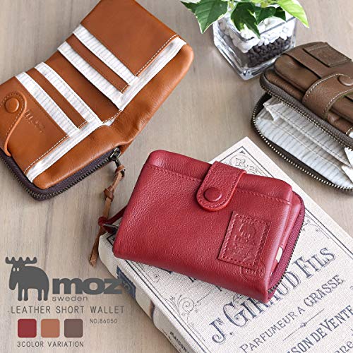 モズ] 折り財布 レディース 本革 大容量 二つ折り ラウンドファスナー