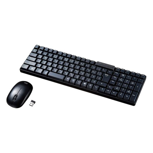 サンワサプライ マウス付きワイヤレスキーボード USB接続 コンパクト 日本語109キー メンブレン ブラック SKB-WL34SETBK