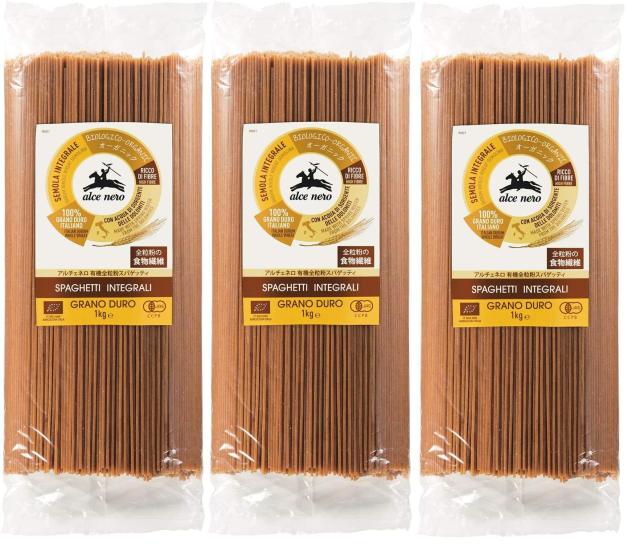 Alcenero(アルチェネロ) 有機全粒粉スパゲッティ 1kg×3袋セット