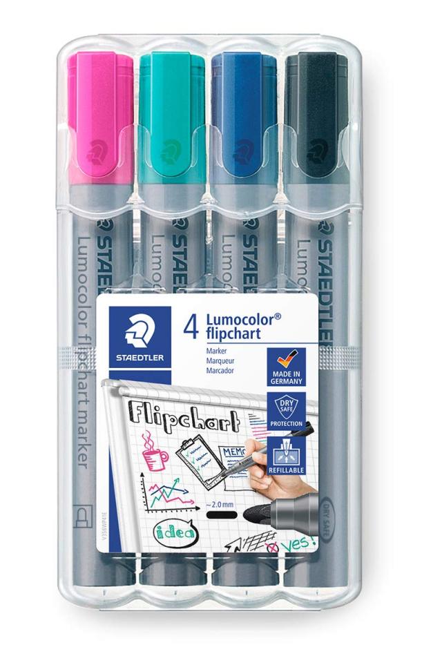 STAEDTLER 356 WP4-1 Lumocolor フリップチャートマーカー (4個パック)