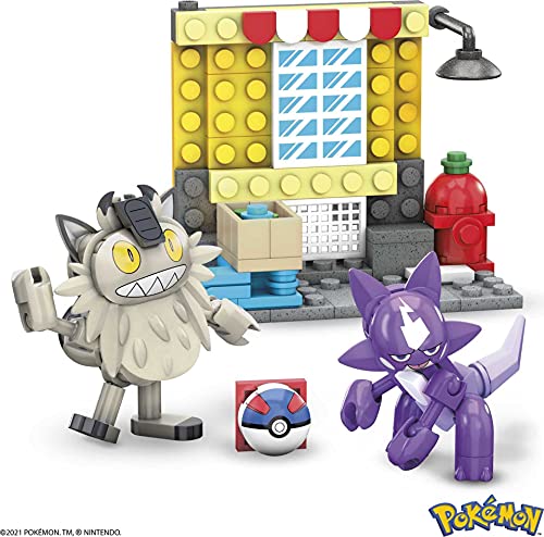 メガポケモン アクションフィギュア 組み立ておもちゃ コレクタブル毒素対ガラリアンニャースとグレートボール付き_1