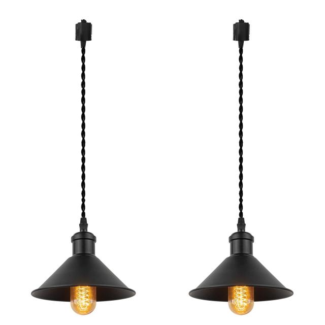 FSLiving 2個パック ペンダントライト マットブラックソケット かわいいダクトレールライト 北欧 おしゃれ アンティーク モダン レトロ 照明