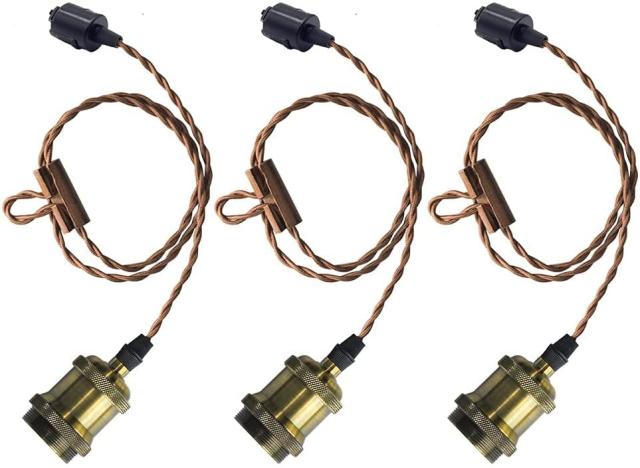 億兆堂 ペンダントライト ダクトレール用ソケット 1灯用 3個入り E26口金 スチールペンダントライト アンティーク照明器具 天井照明 シンプルレトの通販は