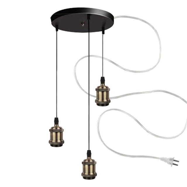 SKIVTGLAMP シャンデリア　ライト 3灯 コンセント式 ペンダントライト おしゃれ 北欧 天井 照明器具 コードの長さ　調節可　6メートル クの通販は 7,873円