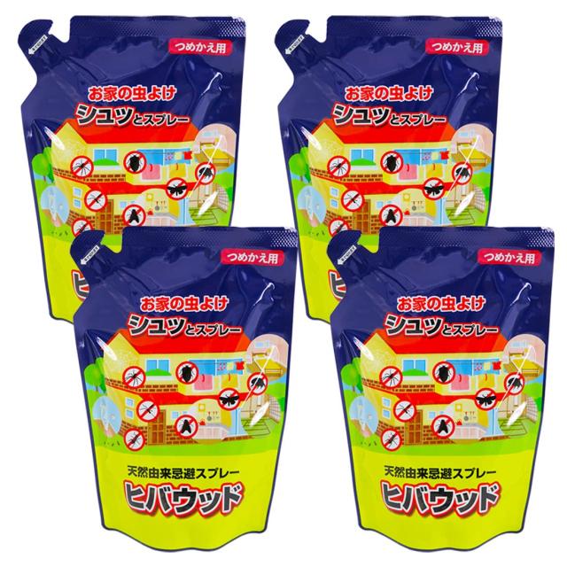 宮崎化学 ヒバウッド つめかえタイプ 4袋 お家の虫よけスプレー 虫除け ヒノキオイル 天然由来忌避 日本製の通販は 6,610円