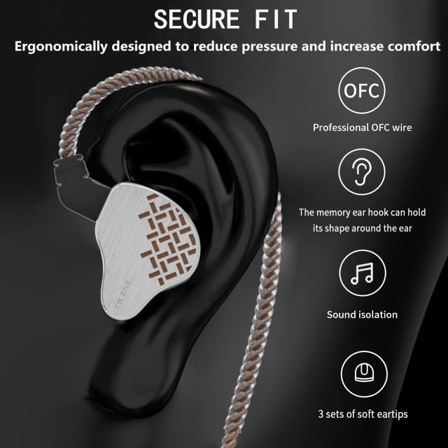 YINYOO KBEAR ローズフィンチ IEM、有線イヤホン インイヤーモニター、1DDダイナミックドライバー、取り外し可能な2ピンケーブル、kbe_2