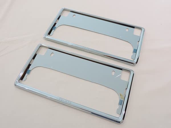 ENZO トヨタ純正 デラックス タイプ ナンバープレートリム ナンバーフレーム 2枚セット トヨタロゴ入り シルバー メッキ