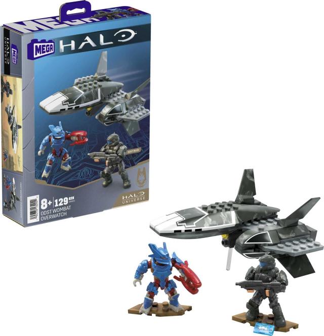 Mega Halo ODST ウォンバット オーバーウォッチ 車両組み立ておもちゃ マイクロアクションフィギュア2体付き (129個) (HMV51)