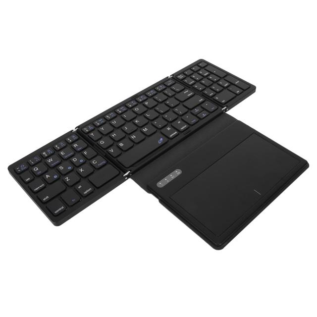 折りたたみ式BTキーボード、大型タッチパッド付きPUレザーポータブルワイヤレスキーボード、充電式、Android、PC、タブレット用スリム折りたたみキ