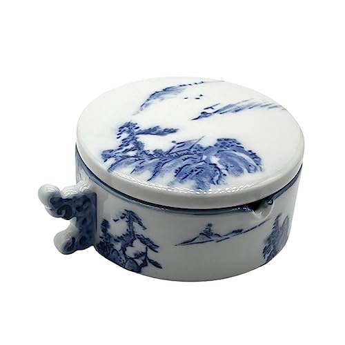 大玄堂 書道 墨池 ぼくち「山水」【小サイズ】 陶器 円硯 筆置き付き