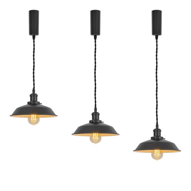 FSLiving 3個パック ペンダントライト ダクトレール式ライト 吊り下げライト ライティングレール用 コード長さ100cm 100cm範囲内に調