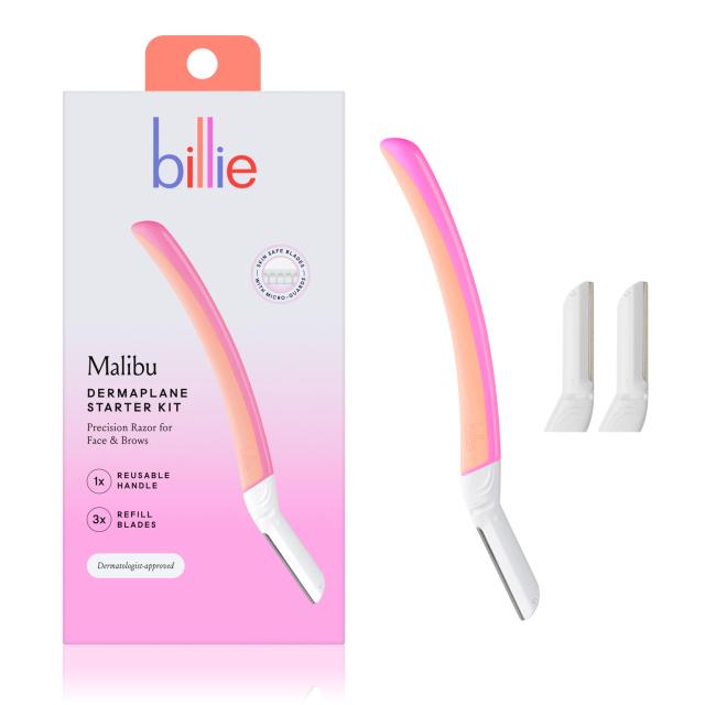Billie - ダーマプレーンスターターキット - 再利用可能なハンドル + 詰め替え用ブレード 3枚 - 顔の毛を取り除きます + 完璧な形の眉