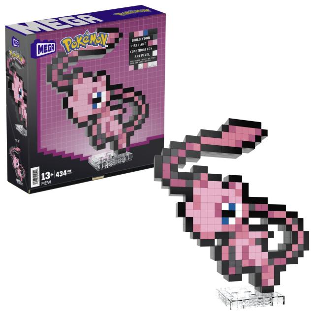 MEGA Pokemon Action Figure Building Set Mew with 434 Pieces and Pixel Retro