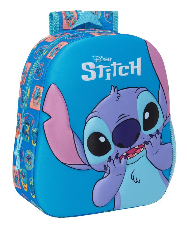 STITCH スクールバックパック、3Dデザイン、カート対応、さまざまな年齢の子供に最適、快適で多用途、品質と抵抗、27 x 10 x 33 cm、ブ