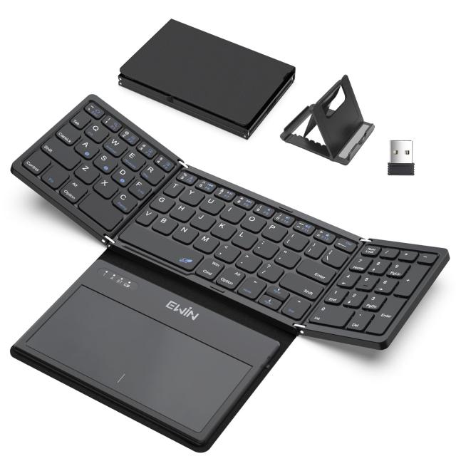 EWiN キーボード ワイヤレス 折り畳み bluetoothとusb無線両対応 大きいトラックパッドとテンキー付き フルサイズ ブルートゥース ke