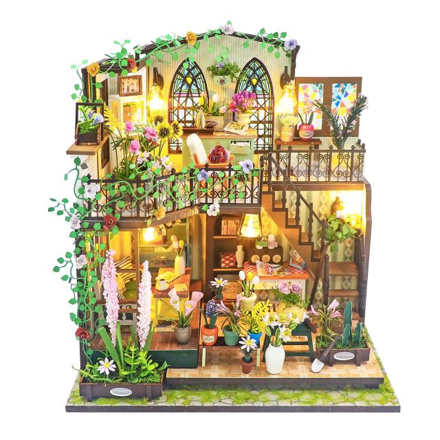 SpiIay DIY木製ドールハウス ドールハウス キット 初心者 ドールハウス 和風 ミニチュア 手作りキット セット バレンタイン、誕生日、クリス