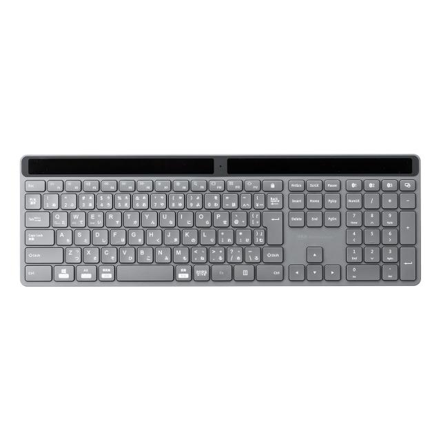 サンワダイレクト Bluetooth キーボード ソーラー充電式 静音 テンキー付き マルチペアリング Win/Mac/iPhone/iPad/And