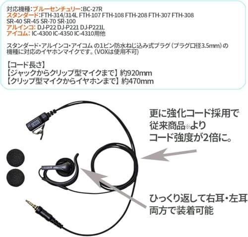 特定小電力トランシーバー アルインコ DJ-P221MA ノーマルアンテナ + オープンイヤー型イヤホンマイク W025 対応イヤホンマイクセット_1