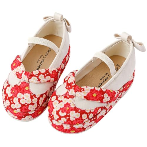 [キャサリンコテージ]七五三 女の子 3歳 5歳 和装 履物 お参り 花柄鼻緒の草履風スリッポン XZ007 19cm 紅地に椿[RED] TAK