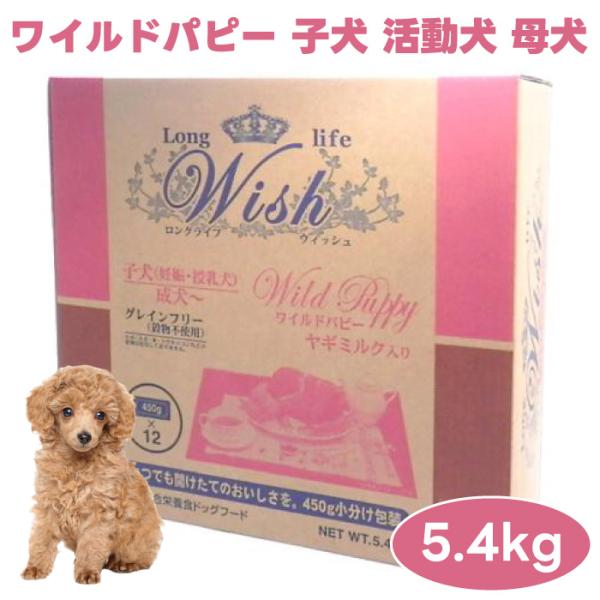 WISH ウィッシュ ワイルドパピー ヤギミルク入 5.4kg ドッグフード 犬 餌 イノシシ肉 猪 グレインフリー 高タンパク 低カロリー