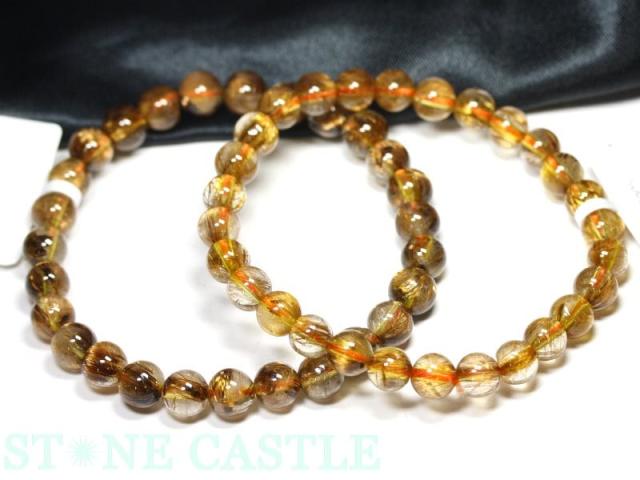 ☆高品質☆【天然石 ブレスレット】タイガータイチンルチル (3A) (約7〜7.5mm)  パワーストーン 母の日 ギフト