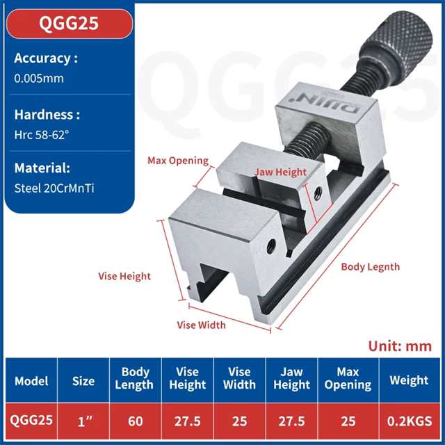 ミニ精密バイスクランプツール 表面研削盤 スチール qg25 1インチ