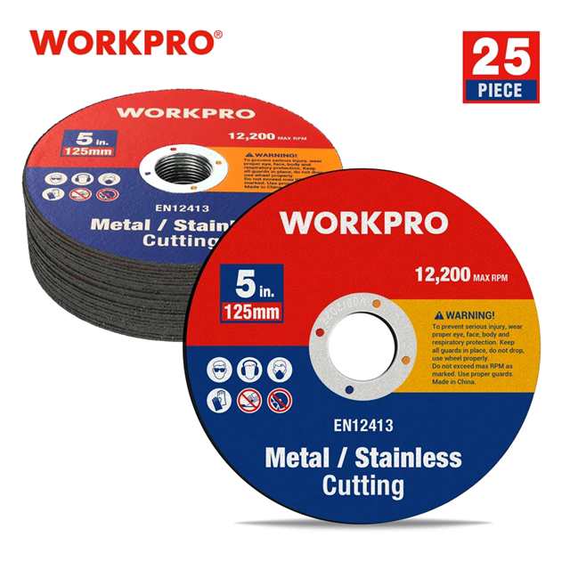 Workpro-5インチの金属とステンレス鋼の切断ホイール25個カットアウトホイールアングルグラインダー用の薄い金属切削ディスク