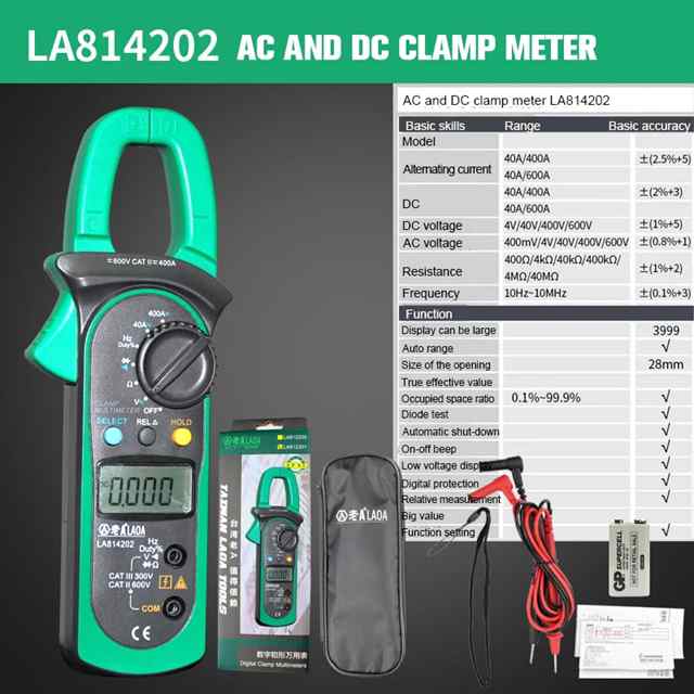 Laoa-デジタル電流計,AC/DC電流計,オーム,ポータブル電圧計,クランプマルチメータプローブ,プロフェッショナルツール