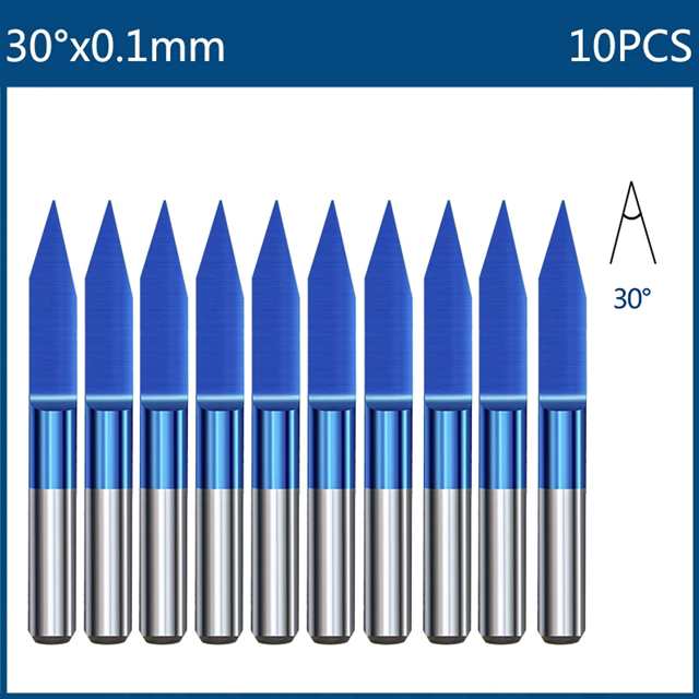 フライス盤用フライスカッター,CNC工作機械用3.175mm,青でコーティングされた超硬彫刻ビット