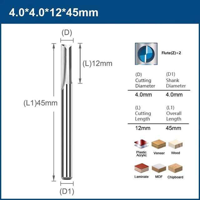 Xcan-フライスカッター3.175/4mm/6mmシャンク,2フルート,ストレートスロットエンドミル,ウッドmdf PVC用の彫刻ビット