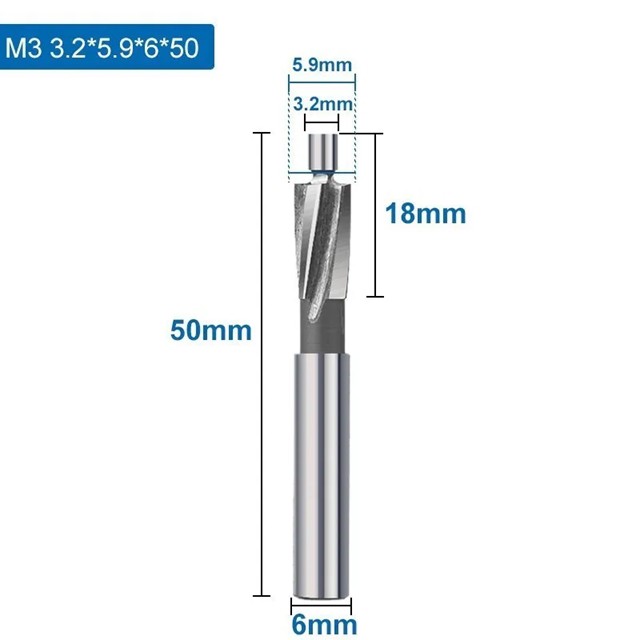 Xcan-金属ドリル用フライスカッター,ボアメーター,パイロット,スルート4,M3.2-M20, 1個