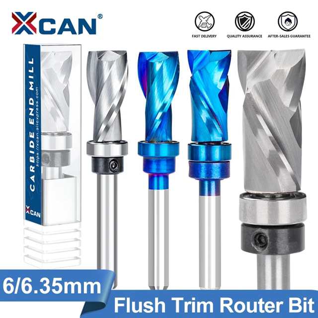 Xcan-木製フライスカッター、圧縮フラッシュトリム、スパイラルルータービット、超硬エンドミル、6、1/4、6.35mmシャンク