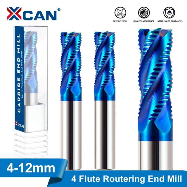 Xcan-超硬フライスビット4mm-12mmフライス加工4フルートスパイラルcncルーター金属フライス工具