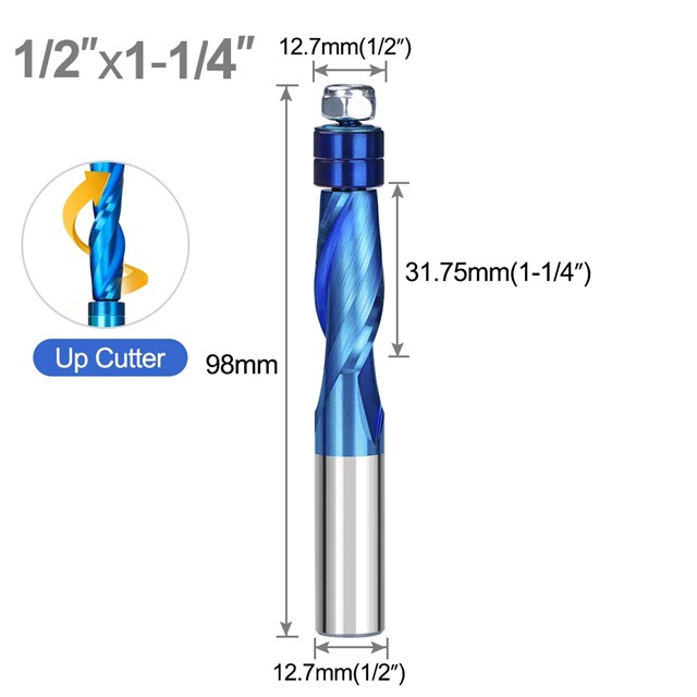 Xcan-木製フライスカッター,2つのフルートを備えたルーターミル,ベアリング付きの精密床,1/4, 1/2シャンク,スパイラルエンドミル