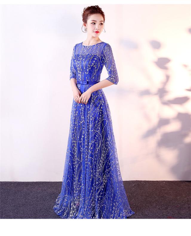 送料無料】カラオケ 発表会 ドレス イブニングドレス 半袖 ロング