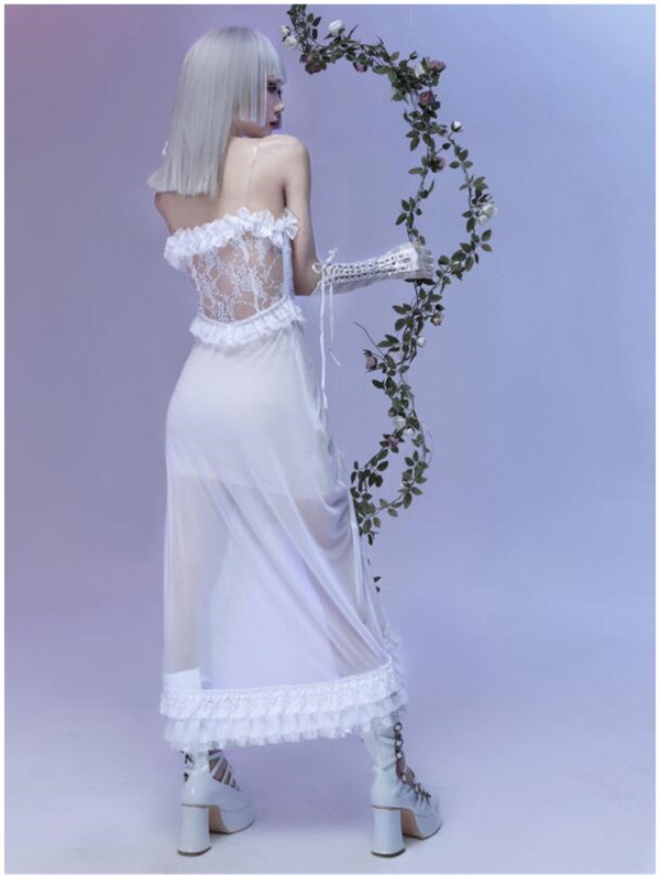 【送料無料】キャミソールドレス ハロウィン ゴシック風 レース ダーク 白 セクシー 大人 コスプレ衣装 送料無料】キャミソールドレス ハロウィン ゴシック風 レース ダーク