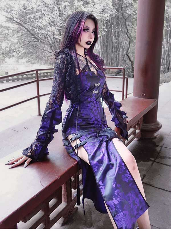 送料無料】仮装舞踏会 ゴシック暗黒系 中国風 レース 長袖トップス